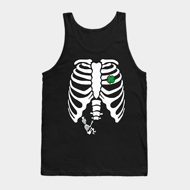 Skeleton Clover Heart Rib Cage X-Ray St Patricks Day Pregnancy Tank Top by trendingoriginals